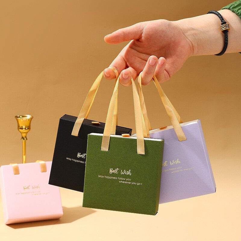 Jewelry Gift Packaging Box Manufacturer - Luxury Handle Drawer Cardboard for Necklace Rings with Bags Customized LOGO