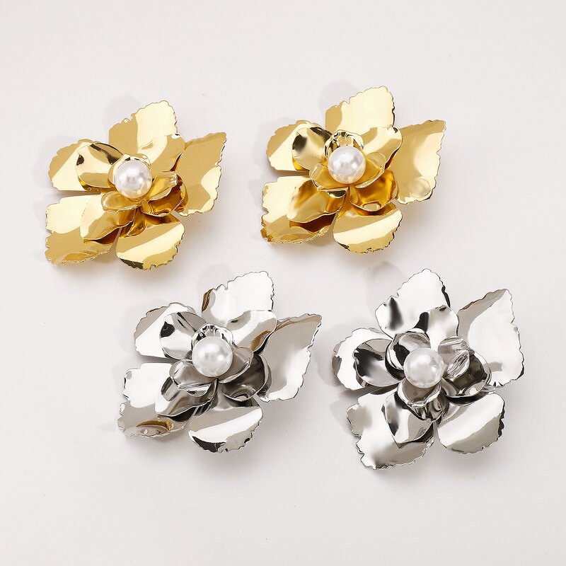 Flower Stud Earrings for Women Manufacturer - High Grade Pearl Inlaid Stainless Steel Luxury Design Accessories