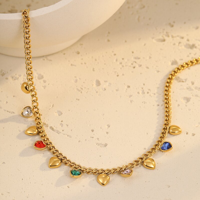 Crystal Rhinestones Charms Necklaces for Girls Manufacturer - Stainless Steel Waterproof Gold Plated Tassel