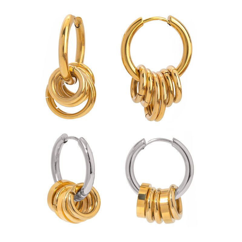 Stainless Steel Hoop Earrings for Women Manufacturer - Hypoallergenic Gold Plated Loop Circle Pendientes Para Mujer