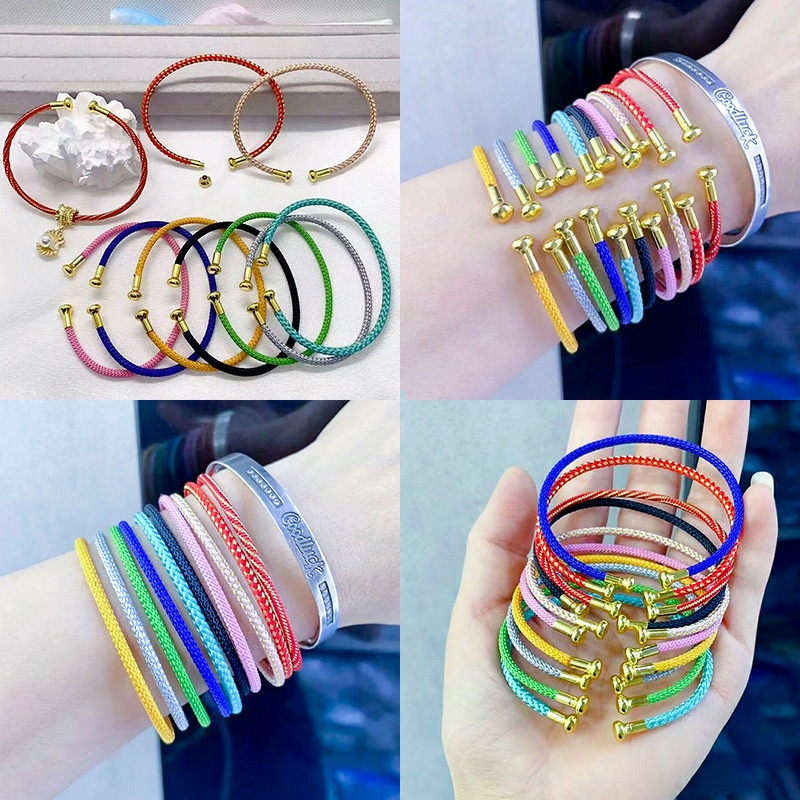 Female DIY Jewelry Accessories Manufacturer - 3mm Screw Bracelet Adjustable C-Shaped Elastic Opening Bangles