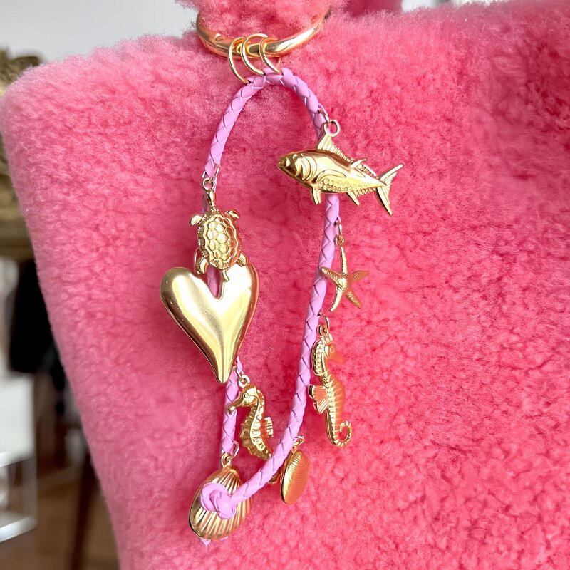 Bag Keychains Manufacturer - Colorful Retro Stainless Steel DIY Shell Conch Fish Bone Rope Pendant Best-selling