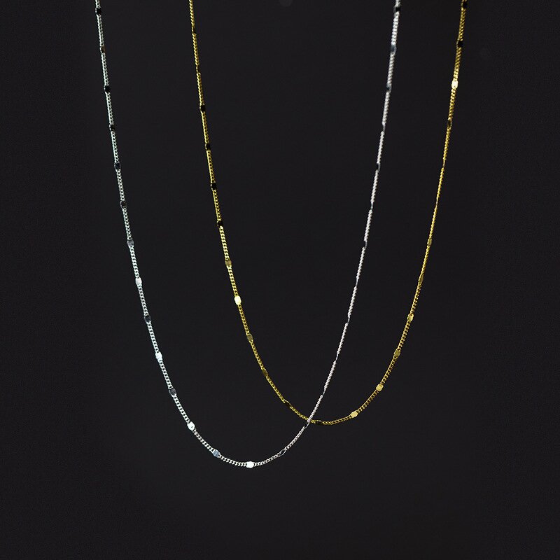 925 Silver Necklace for Women Manufacturer - Side Chain square Piece Collarbone Charming Sweet