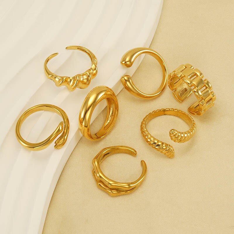 Stainless Steel Lady Ring Manufacturer - 18k Gold Plated Adjustable Irregular Twist Snake Finger for Women