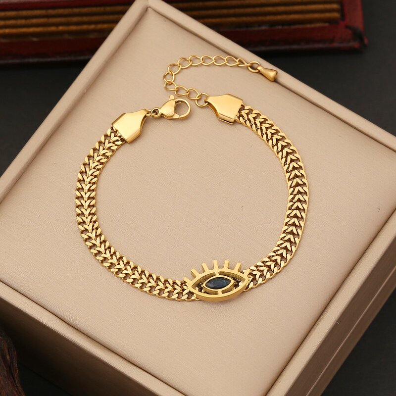 Women's Necklace Manufacturer - Fashion Design Eye with Flat Chain Jewelry Set