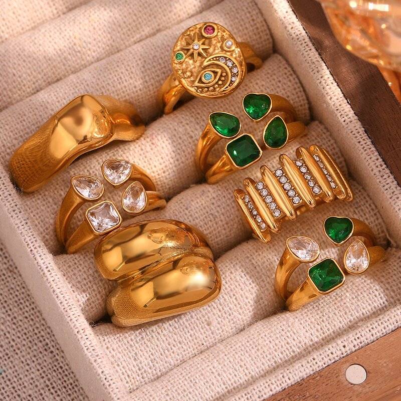 Chunky Rings for Women Manufacturer - Zirconia Diamond Tungsten Nail Ring Gold Plated Stainless Steel Accessories