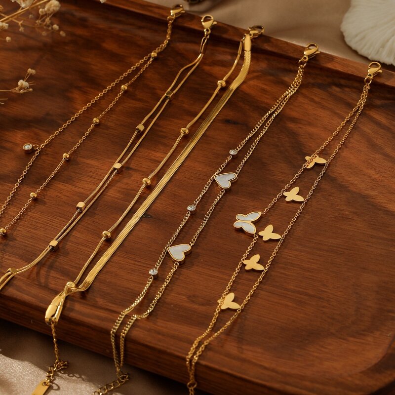 Double-Layer Ankle Chain for Women Manufacturer - Titanium Steel High-End Exquisite Niche Design