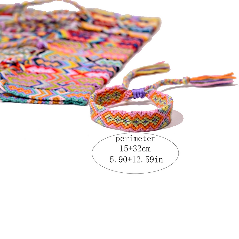 Ethnic Friendship Bracelet Manufacturer - European-American Hand Woven Nepalese Cotton Best Seller Rainbow