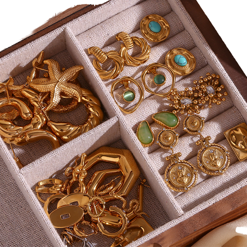 Geometric Hoop Earrings for Women Manufacturer - 18K Gold Plated Stainless Steel Hollow Heart Shaped with Zircon Gifts