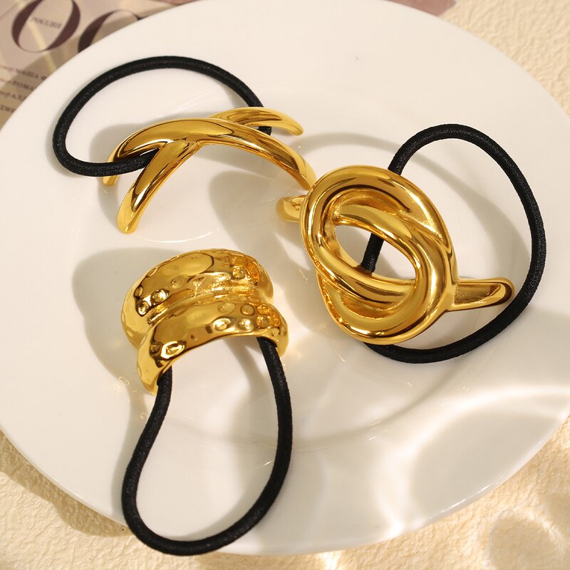 Hair Loop Manufacturer - Stainless Steel Irregular Arc-shaped Rubber Band Tie Ponytail Temperament Headbands