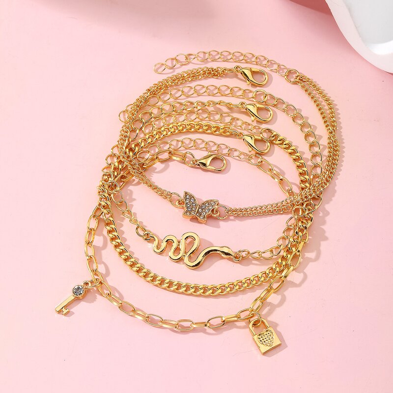 Charm Ankle Bracelet Set for Women Manufacturer - Bohemia Chain with Pineapple Star Pendant Leg Foot Jewelry