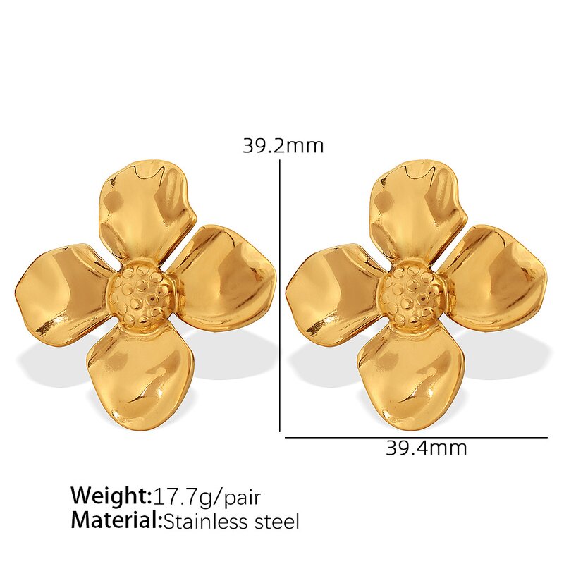 Flower Charm Earrings for Women Manufacturer - Stainless Steel 18K Gold Plated Temperament Fashion Jewelry