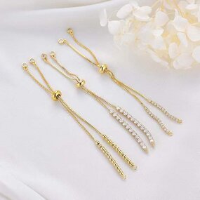 DIY Bracelet Accessories Manufacturer - 18K Gold Plated Pull-Out Half-Finished Box Chain Adjustable with Beads Cord