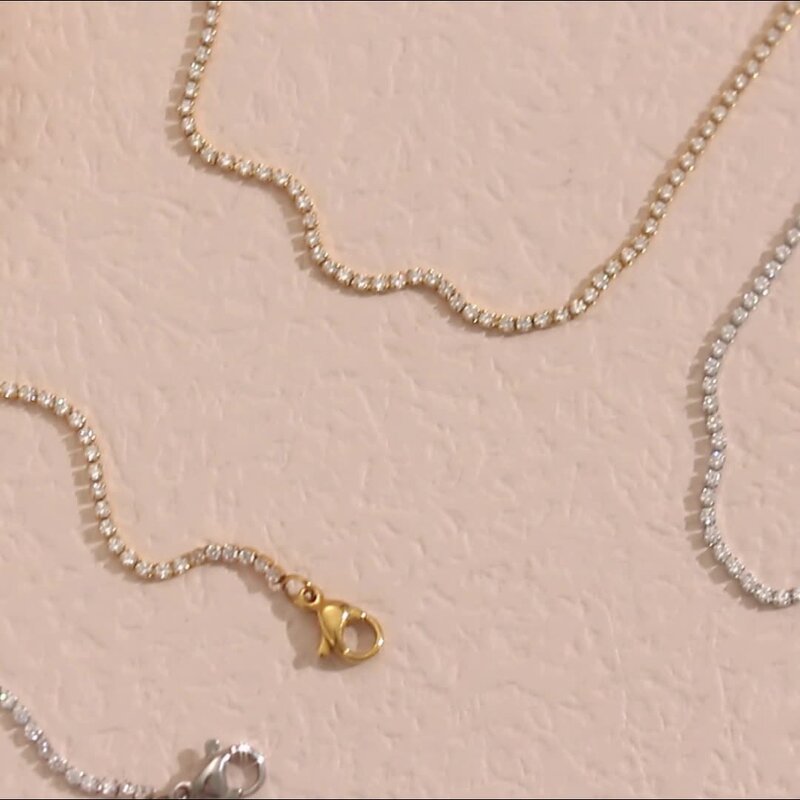 Stainless Steel Choker Necklaces for Women Manufacturer - High Polish Gold Plated Tennis Zircon Shining New Arrival