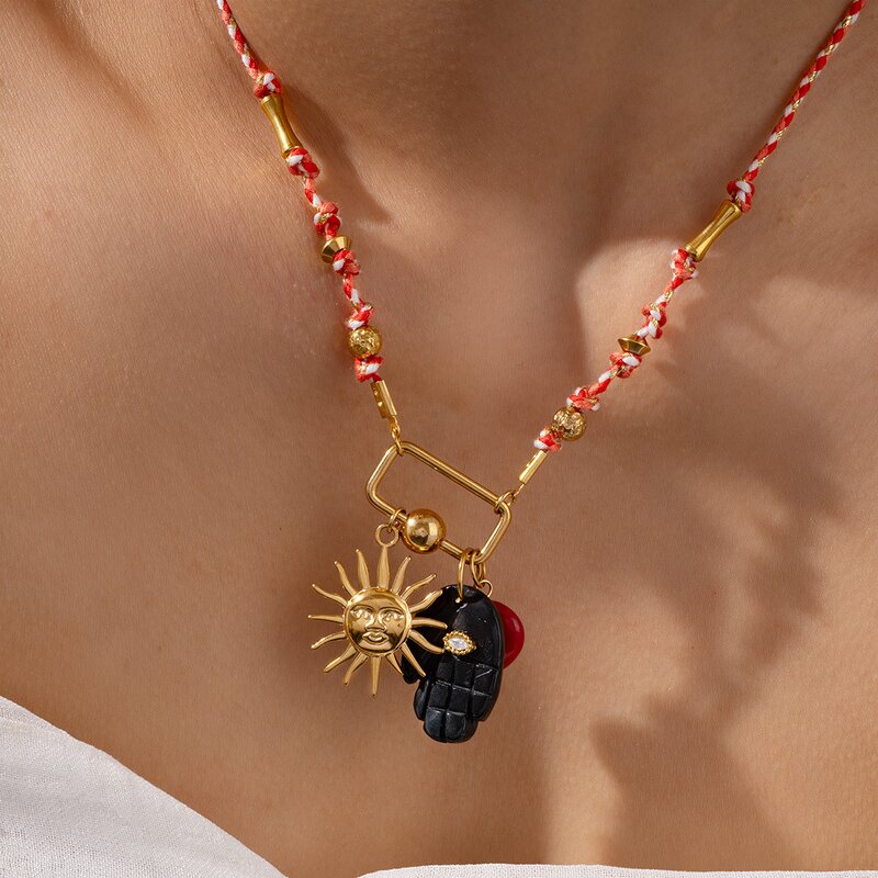 Bohemian Necklace Manufacturer - High-end Colored Ropes Handmade DIY with Natural Stones Beautiful Eyes