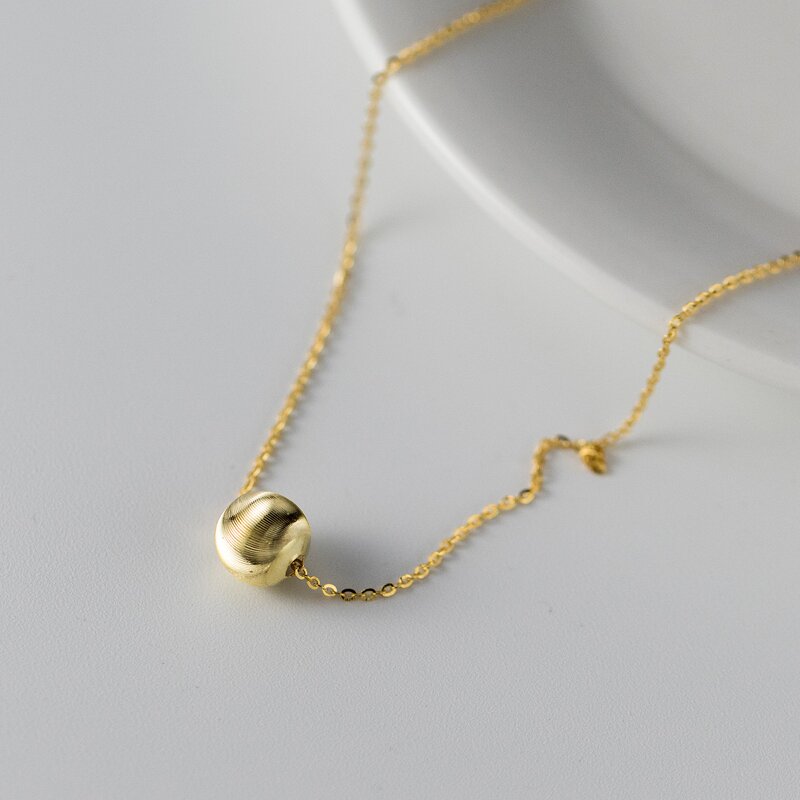 925 Silver Necklaces for Women Manufacturer - 18K Gold Plated Round Ball Pendant Minimalist Jewelry