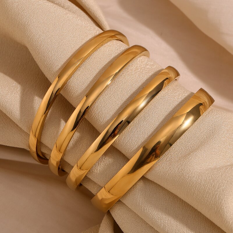 Stainless Steel Bangle Set Manufacturer - Gold Plated Waterproof Fashion Glossy Minimalist Classic