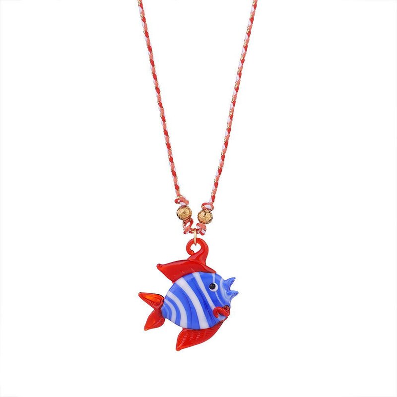Fun Clown Fish Necklace for Women Manufacturer - Colorful Glass Fish with Ropes Woven