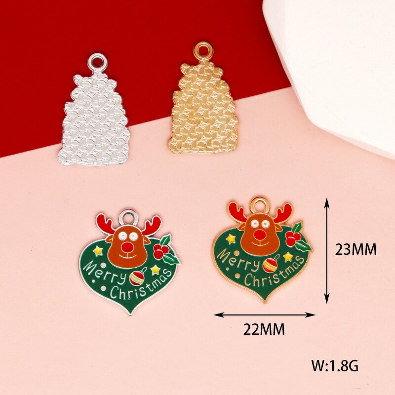 Christmas Jewelry Charms Manufacturer - DIY Enamel Santa Claus Christmas Tree Pendants for Necklace & Bracelet
