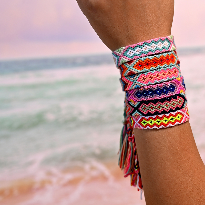 Ethnic Friendship Bracelet Manufacturer - European-American Hand Woven Nepalese Cotton Best Seller Rainbow