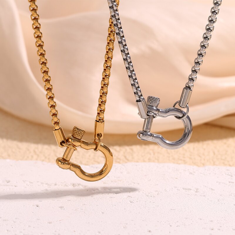 Stainless Steel Necklaces for Women Manufacturer - Tarnish Free Gold Plated Chain Lock Pendant