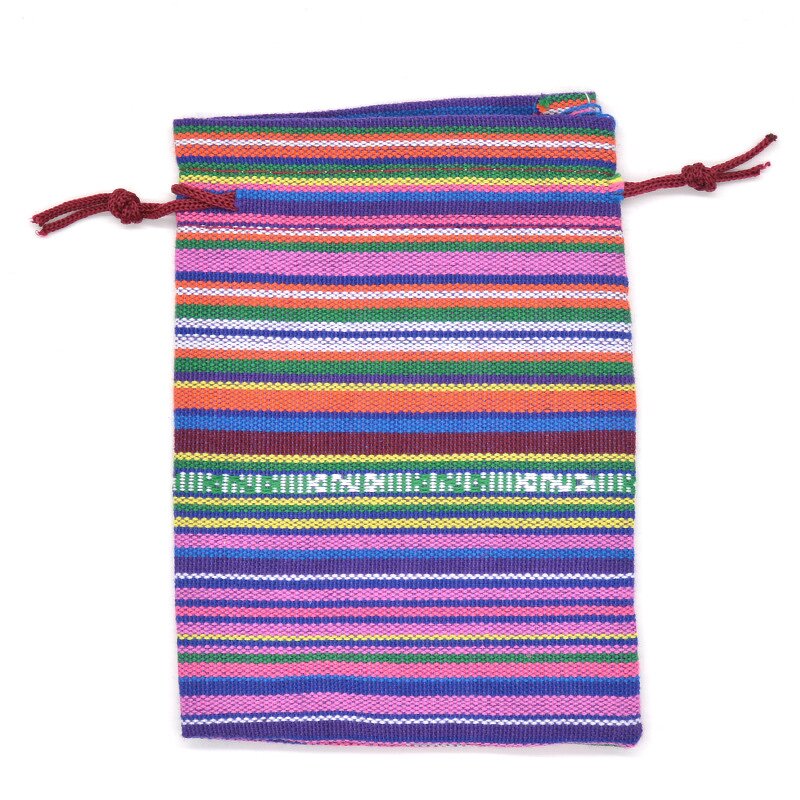 Jewelry Storage Bag Manufacturer - Mexican Striped Cotton Cloth Coin Pouch Packaging Ethnic Style Drawstring