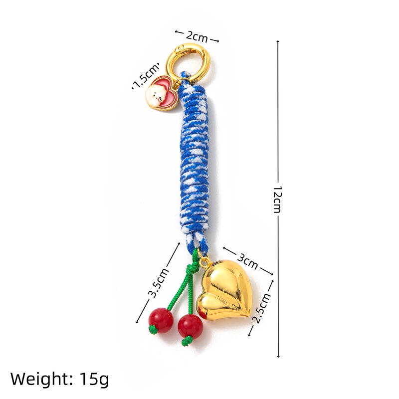 Braided Rope Hand Bags Accessory Manufacturer - Heart Shape Charms Pendant Brass Gold Plated Chain Trendy