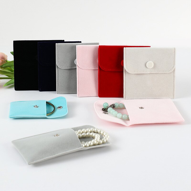 Jewelry Pouches Manufacturer - 20Pcs Bunch Snap Button Velvet Storage for Bracelets Roll Spot Wholesale