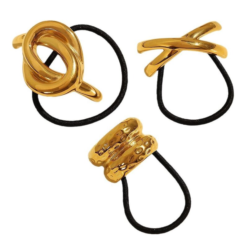 Hair Loop Manufacturer - Stainless Steel Irregular Arc-shaped Rubber Band Tie Ponytail Temperament Headbands