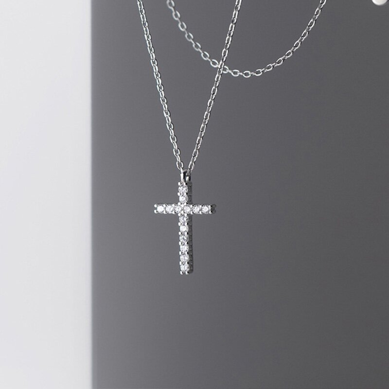 925 Silver Cross Necklace for Women Manufacturer - Zircon Pendant Minimalist Jewelry