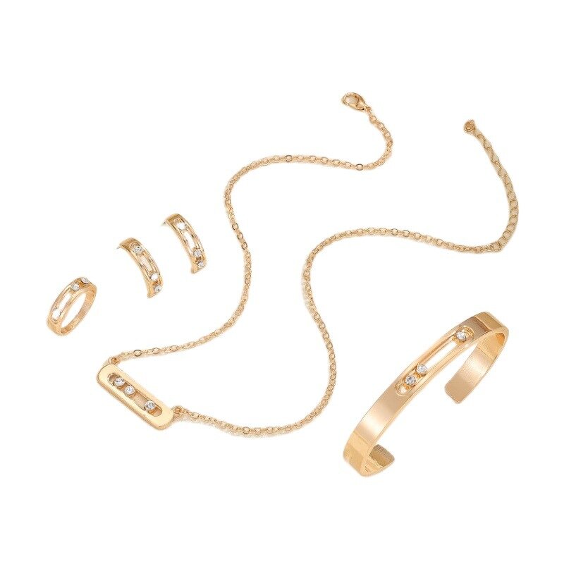 Women's Jewelry Set Manufacturer - 18K Gold Plated Designer Bracelet Necklace Earrings Custom Luxury Waterproof