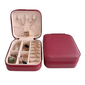 Travel Jewelry Case Manufacturer - Portable Velvet with Zipper for Earring Necklace Storage Boxes