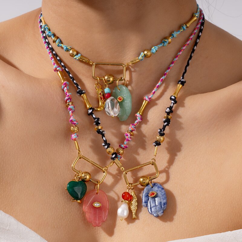 Bohemian Necklace Manufacturer - High-end Colored Ropes Handmade DIY with Natural Stones Beautiful Eyes