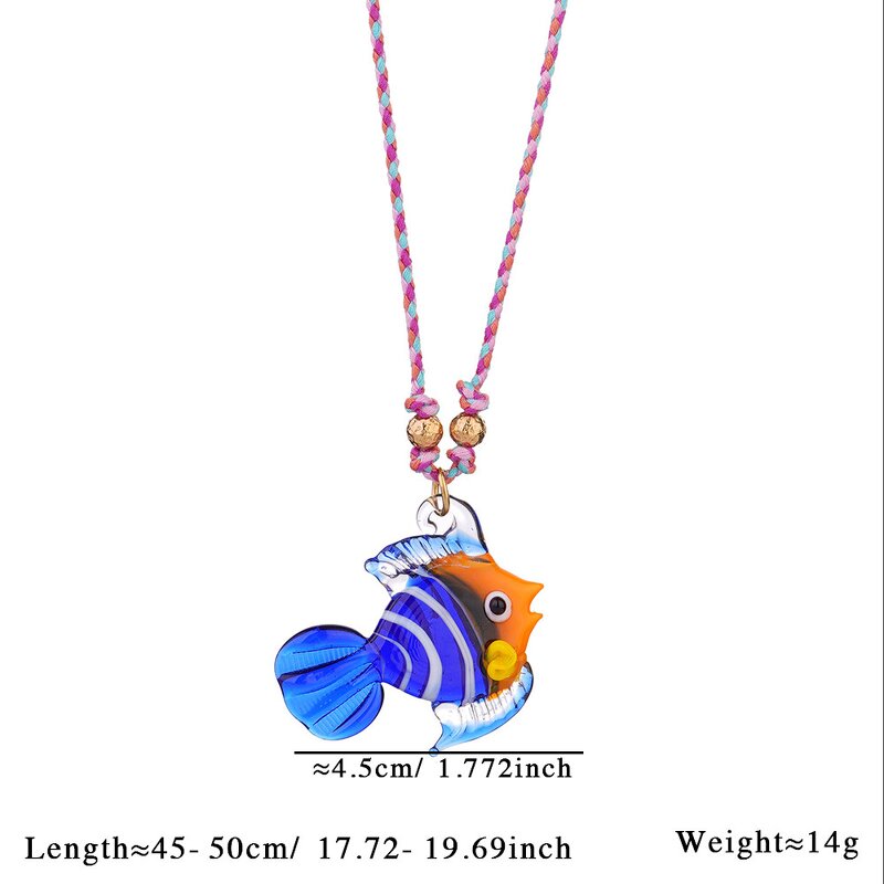 Fun Clown Fish Necklace for Women Manufacturer - Colorful Glass Fish with Ropes Woven