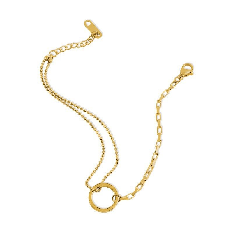 Customized Jewelry Set Manufacturer - Asymmetric Geometric Circle Splicing Stainless Steel Necklace Clavicle Bracelet