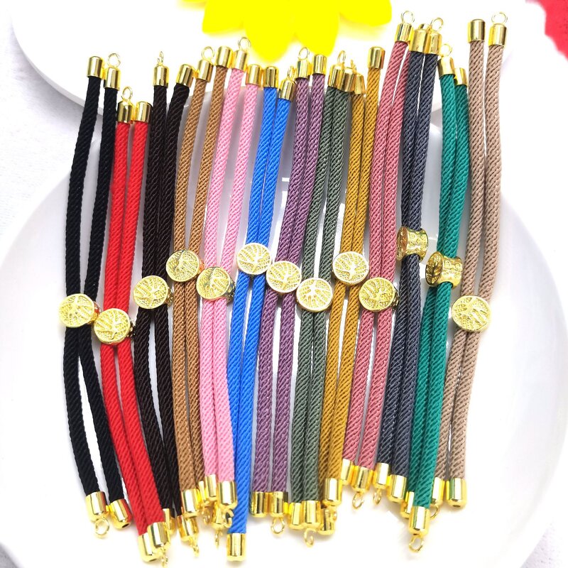 DIY Jewelry Bracelet Manufacturer - 18K Gold Brass Slip Clasp Half-Finished Milan Cord with Nylon Twisted Ropes