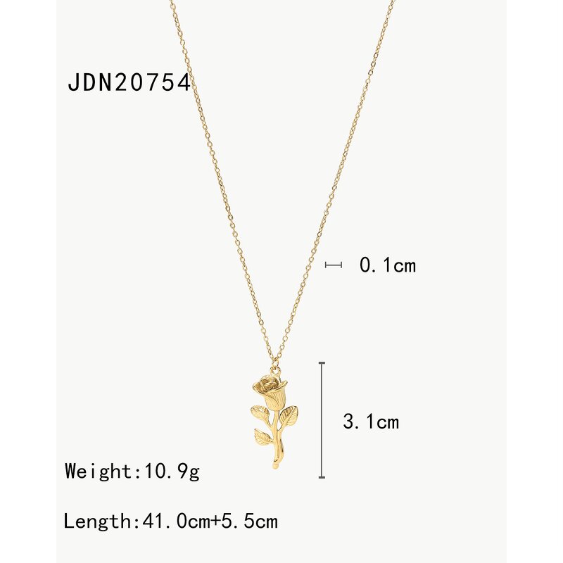 Three-Dimensional Rose Pendant for Women Manufacturer - 18K Gold-Plated Geometric Chains Stainless Steel Romantic Accessory