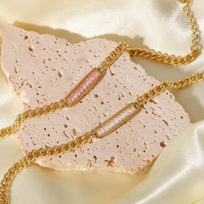 Stainless Steel Zircon Bracelet Manufacturer - 18K Gold Plated Fashion Chain for Couples & Children