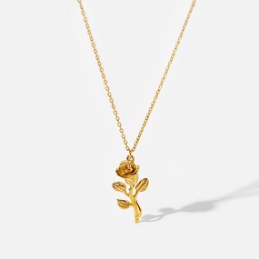 Three-Dimensional Rose Pendant for Women Manufacturer - 18K Gold-Plated Geometric Chains Stainless Steel Romantic Accessory