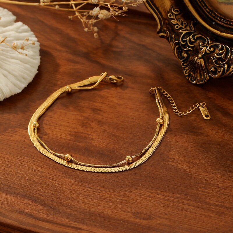 Double-Layer Ankle Chain for Women Manufacturer - Titanium Steel High-End Exquisite Niche Design