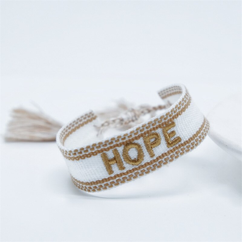 Bohemian Bracelets Manufacturer - Customized Logo & Text with Ribbon Embroidery Tassel Pearl Religious Style Gifts