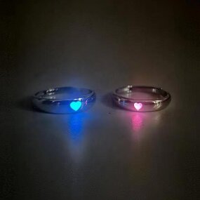 Adjustable Couple Rings Manufacturer - Love Heart Luminous Fine Jewelry for Girlfriends Gift