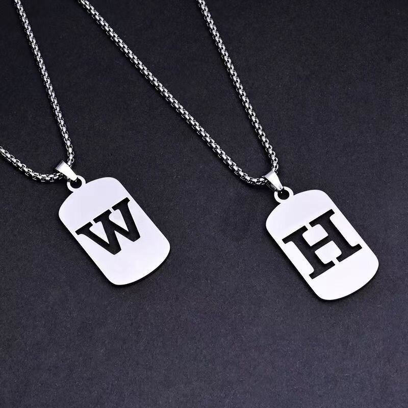 Alphabet Letters Necklace for Couples Manufacturer - Stainless Steel Link Chain 26 Versatile Unisex Clothing Accessory