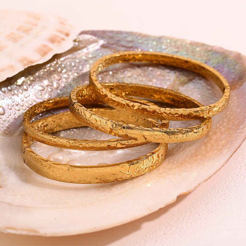 Stainless Steel Bangle Set Manufacturer - Gold Plated Waterproof Fashion Glossy Minimalist Classic