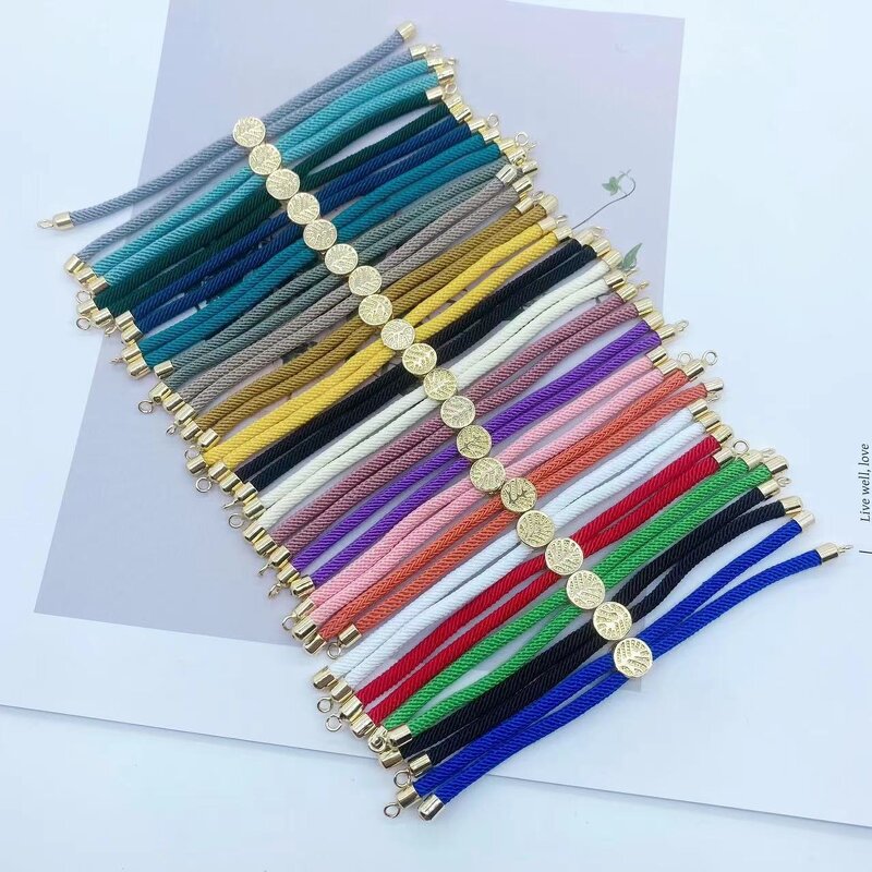 DIY Jewelry Bracelet Manufacturer - 18K Gold Brass Slip Clasp Half-Finished Milan Cord with Nylon Twisted Ropes
