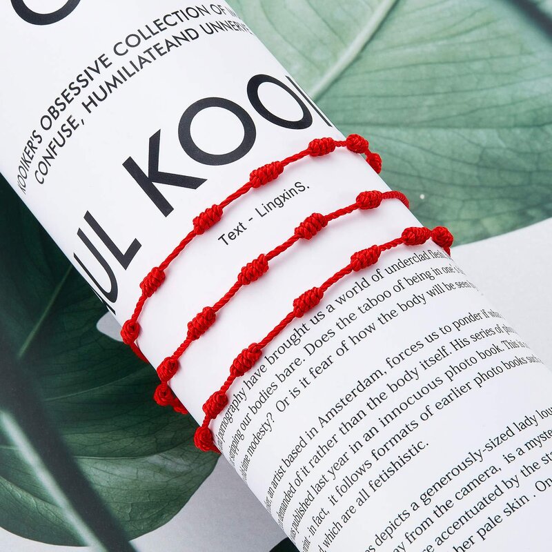 Adjustable Red Braided Bracelet Manufacturer - Seven Knot Hand Woven with Pearl for Prayer & Gift