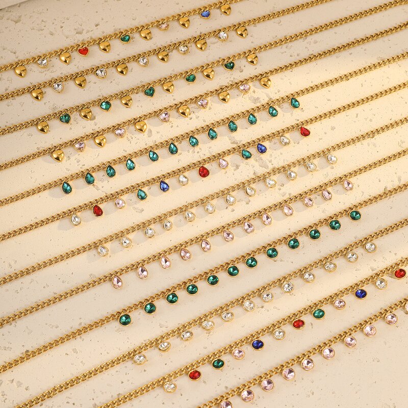 Crystal Rhinestones Charms Necklaces for Girls Manufacturer - Stainless Steel Waterproof Gold Plated Tassel