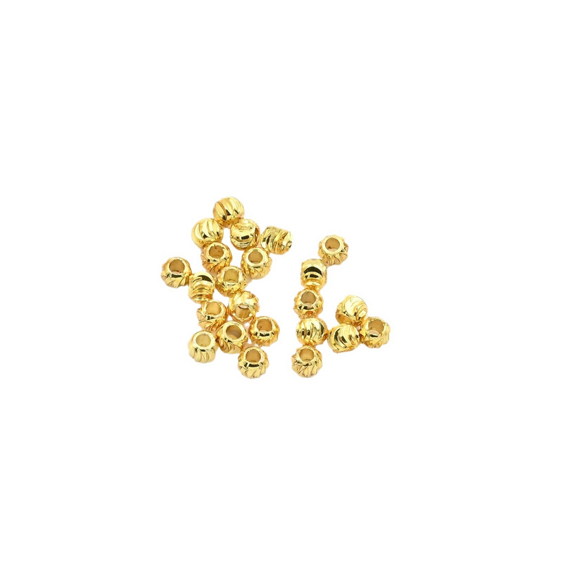 Beading Accessories Manufacturer - 14/18K Gold-Plated Copper Watermelon & Carved Pumpkin 3mm Solid Loose Beads