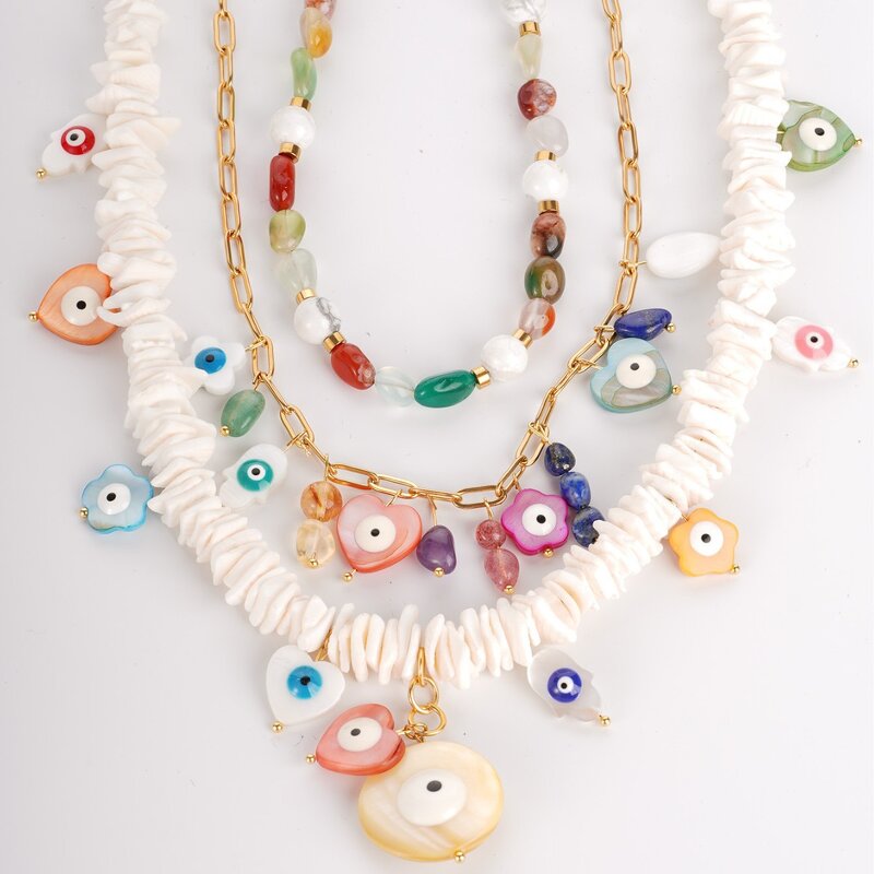 Bohemian Necklaces Manufacturer - Natural Shells Turkish Eye Beaded New Hot Selling
