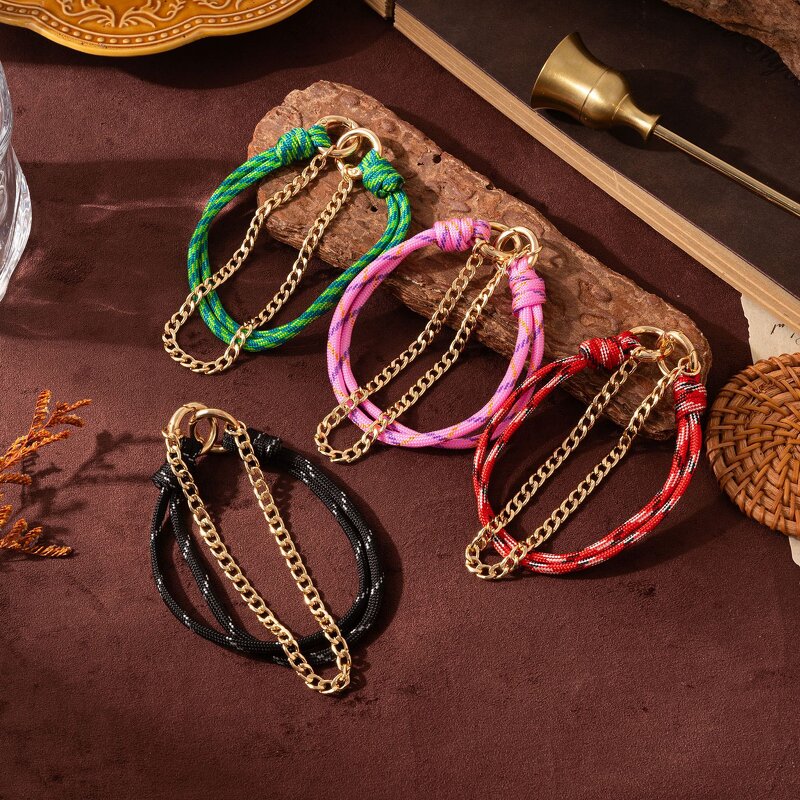 Keychain Manufacturer - Stainless Steel Gold Plated Chain Bag Charm DIY Pendant Colorful Braided Rope